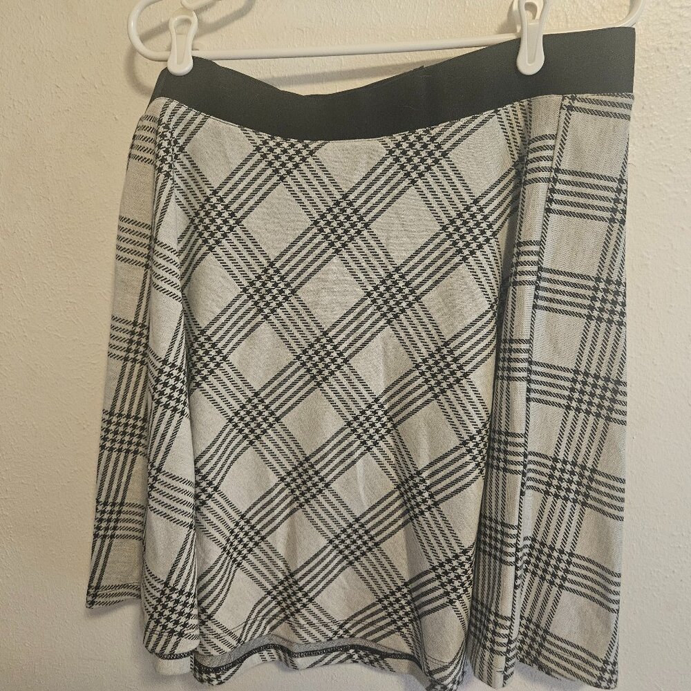 Torrid Plaid Mini Skater Elastic Waist Skirt Black Gray Plus Size 1X